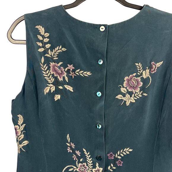 Dana Bachman 100% Silk Embroidered Tank Size 12 - Picture 7 of 8